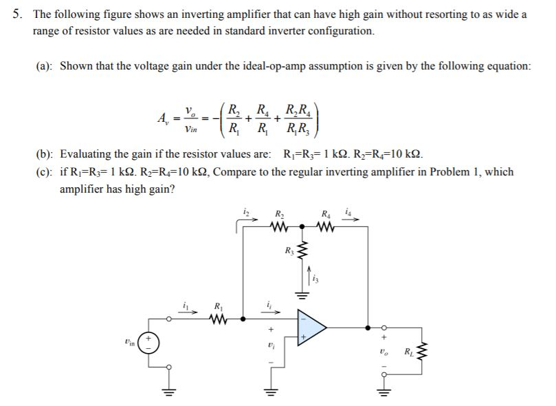 Solved 5. The following figure shows an inverting amplifier | Chegg.com