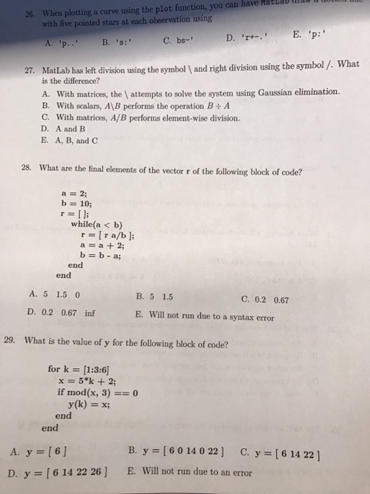 Solved MatLab has left division the symbol \ and right | Chegg.com