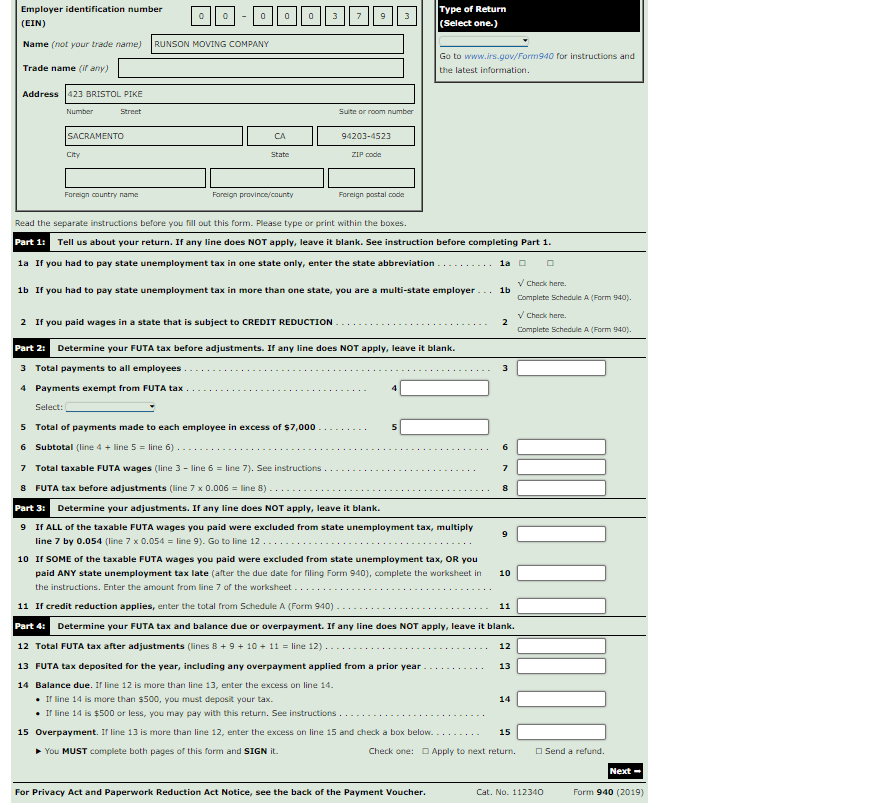 Solved Note: Since the 2020 Form 940 and Schedule A were not | Chegg.com