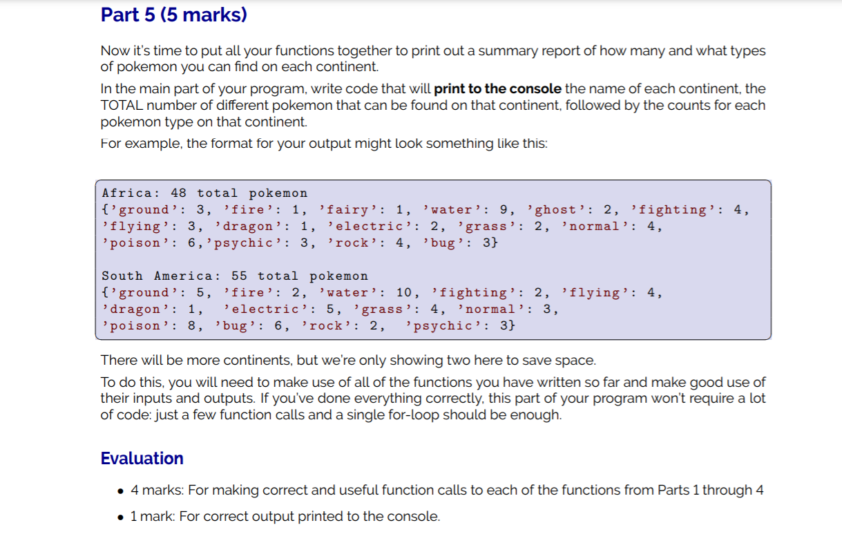 Solved Write a function called pokemon_in_continent) which