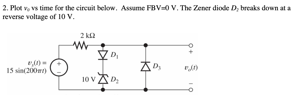 Solved 2. Plot vo vs time for the circuit below. Assume | Chegg.com