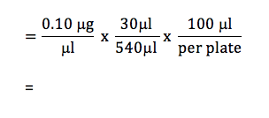 Solved 0.10 ug 30ul 100 ul -X ul 540ul“ per plate X = | Chegg.com