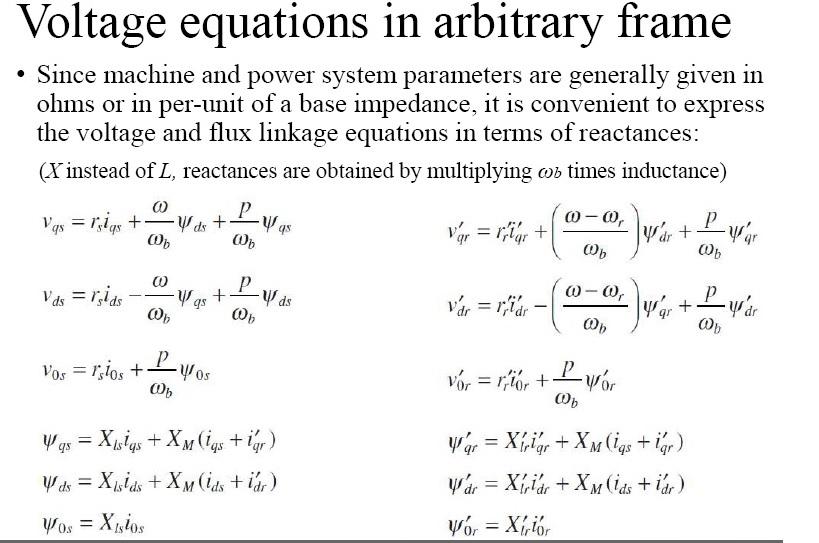 Solved Voltage equations in arbitrary frame The arbitrary | Chegg.com