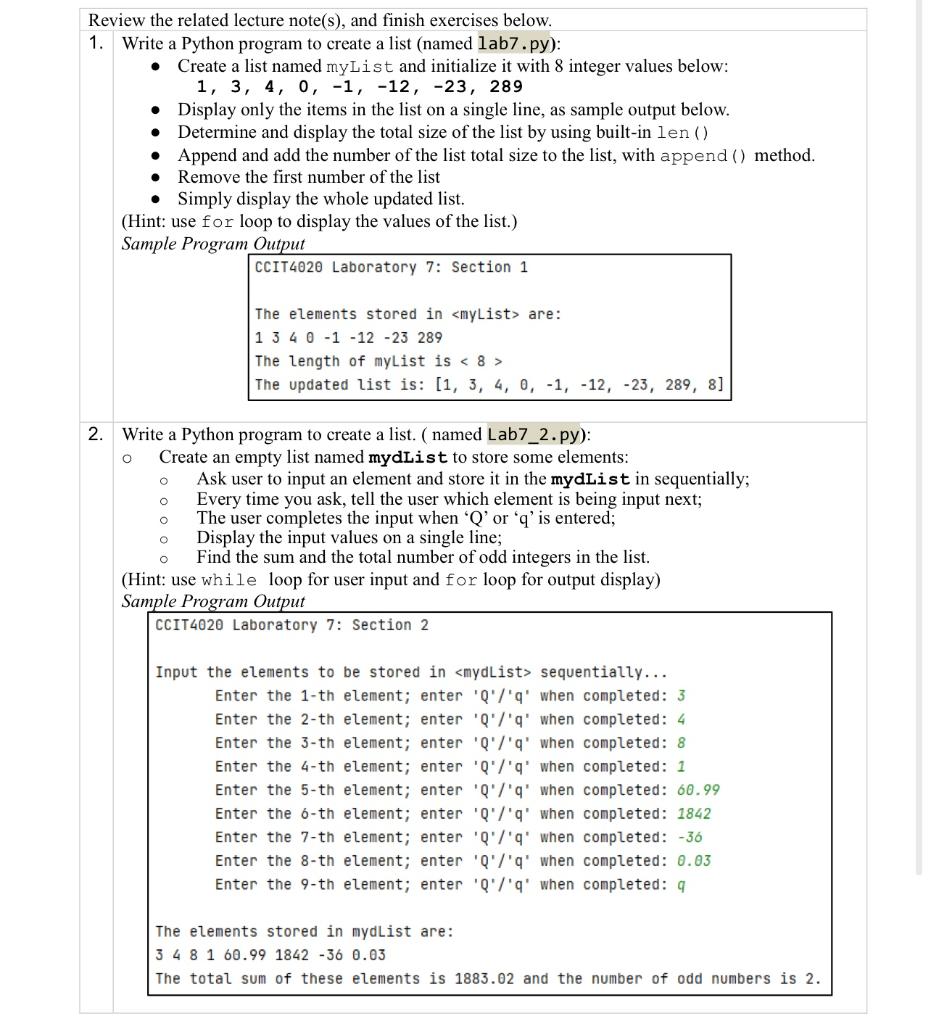 Solved Review the related lecture note(s), and finish | Chegg.com