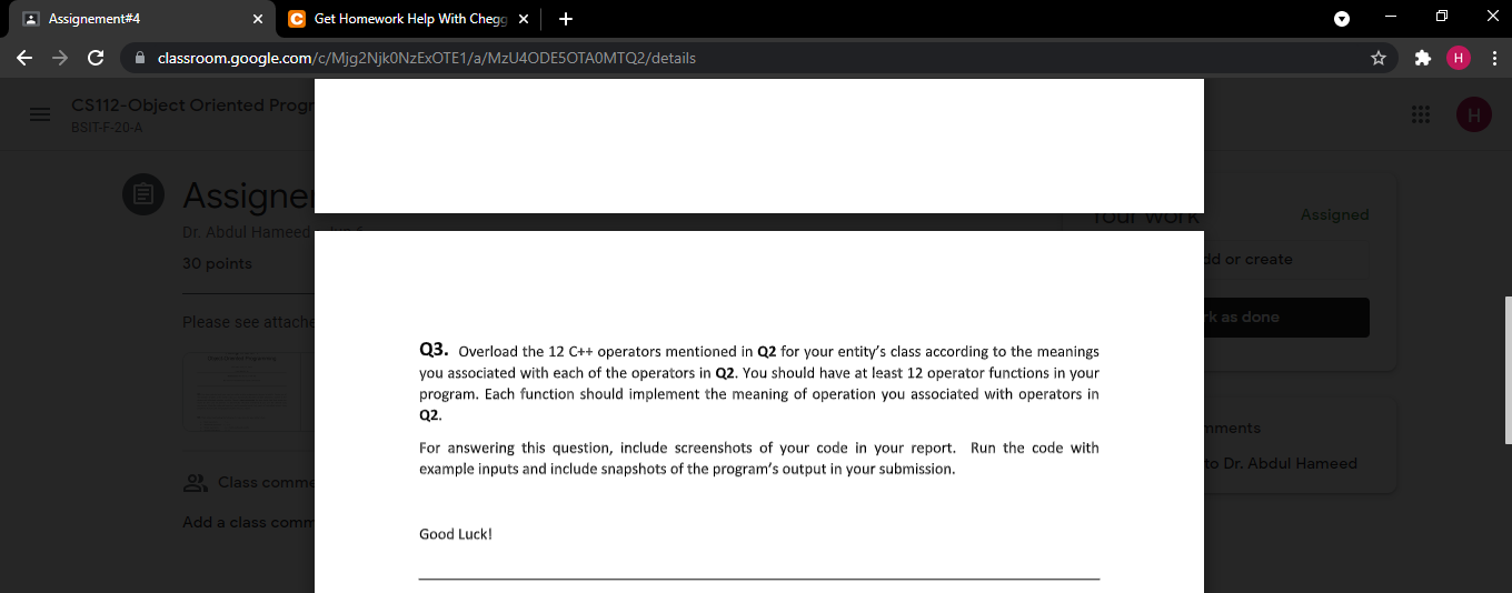 Solved Assignement#4 C Get Homework Help With Chegg X + o X | Chegg.com