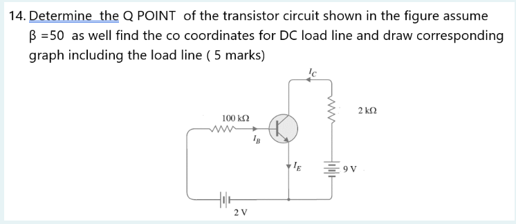 Solved 14. Determine the Q POINT of the transistor circuit | Chegg.com