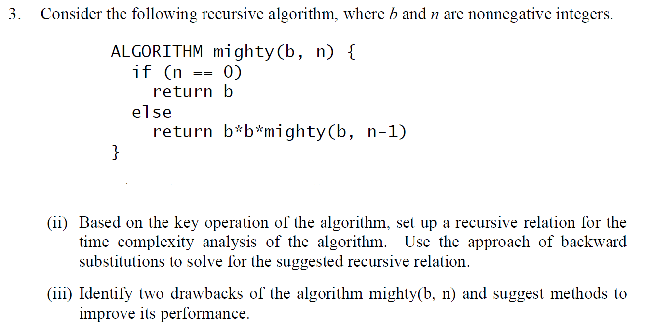 Solved 3. Consider The Following Recursive Algorithm, Where | Chegg.com