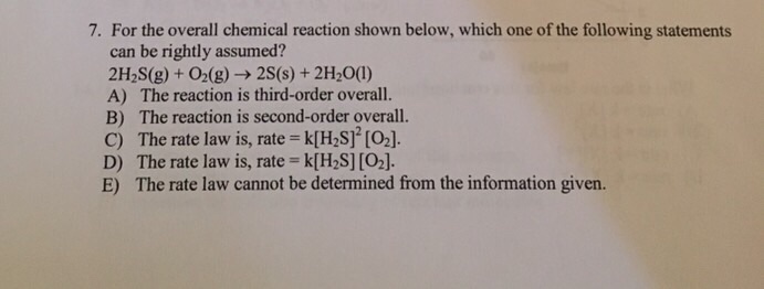 Solved For the overall chemical reaction shown below, which | Chegg.com