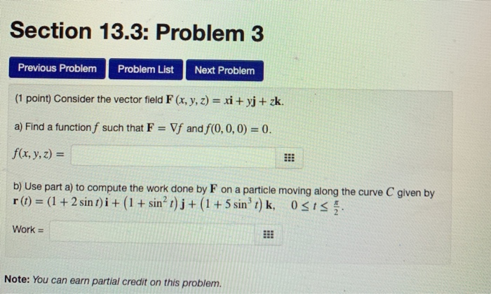 Solved Section 13.3: Problem 3 Previous Problem Problem List | Chegg.com