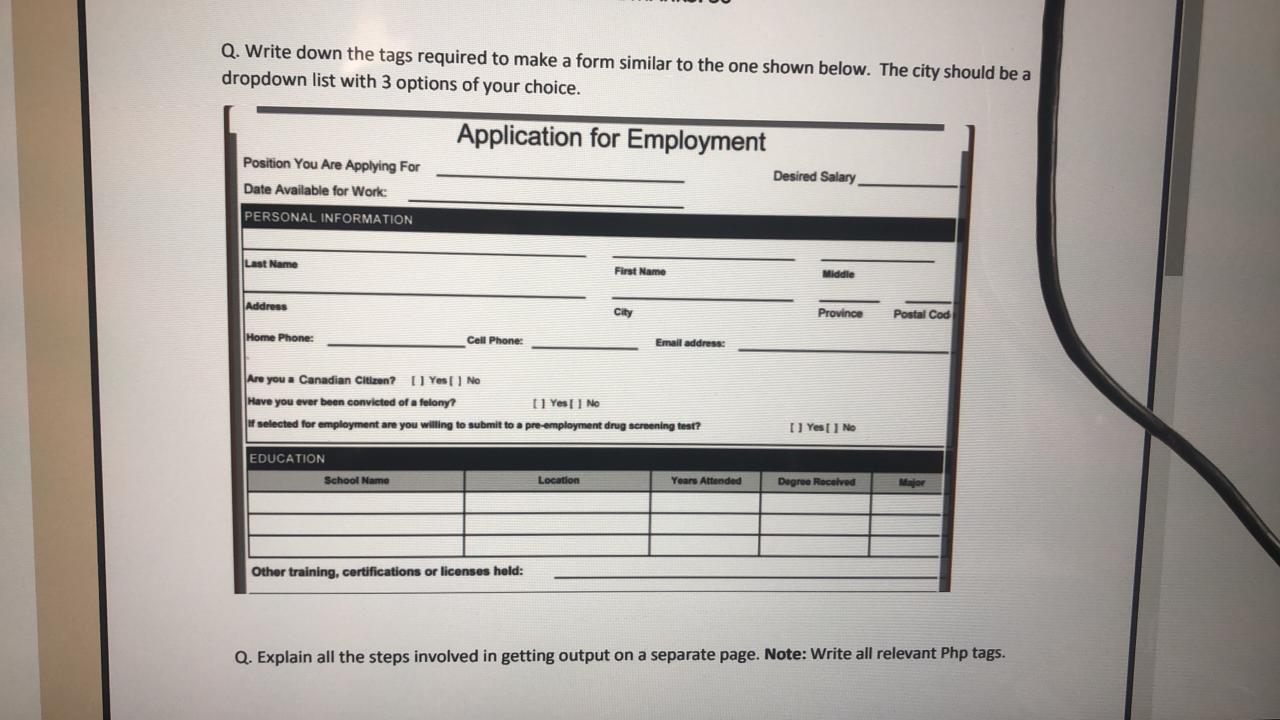 Solved Q. Write down the tags required to make a form  Chegg.com