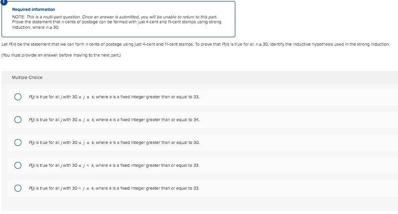 Solved Prove the statement that n cents of postage can be | Chegg.com