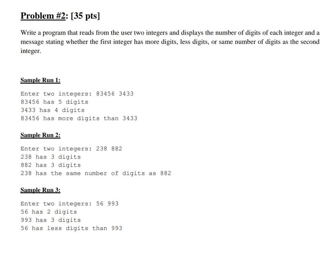 Solved Problem #2: [35 pts] Write a program that reads from | Chegg.com