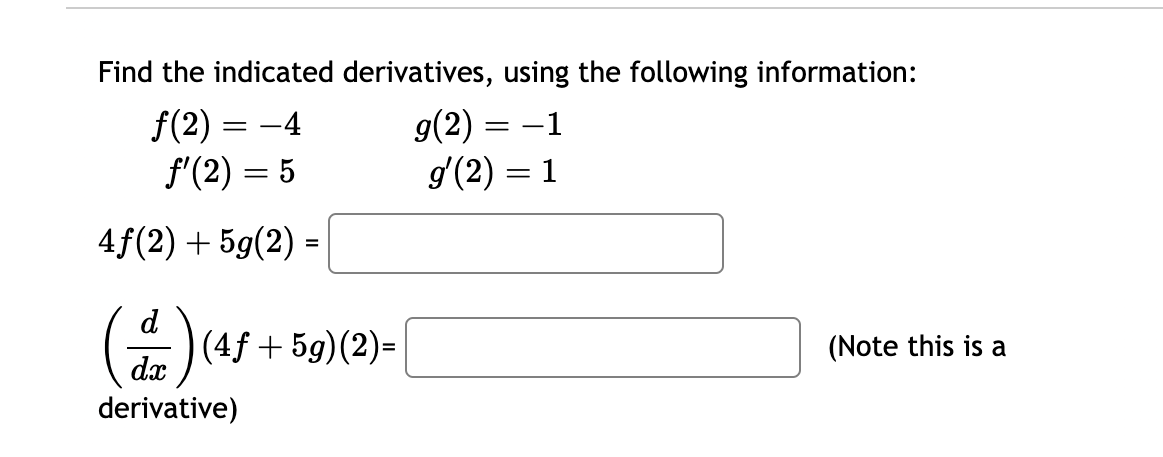 Solved Find The Indicated Derivatives, Using The Following | Chegg.com