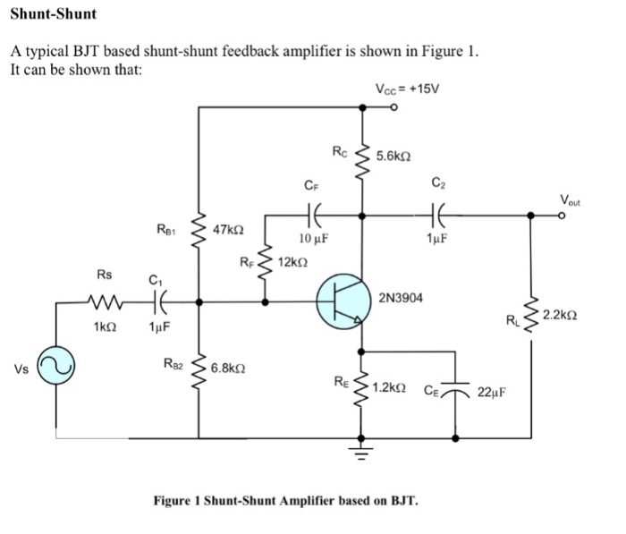 current shunt feedback amplifier lab experiment