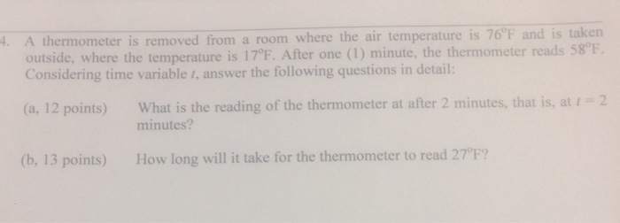 Solved the air temperature is 76°F and is taken 1S outside, | Chegg.com