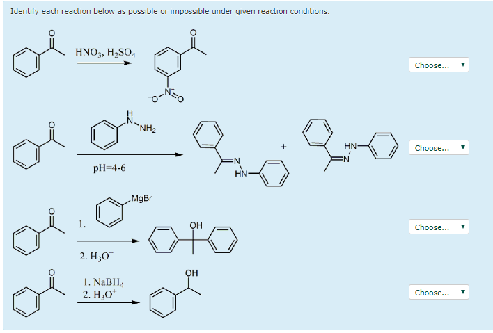 Solved Identify each reaction below as possible or | Chegg.com
