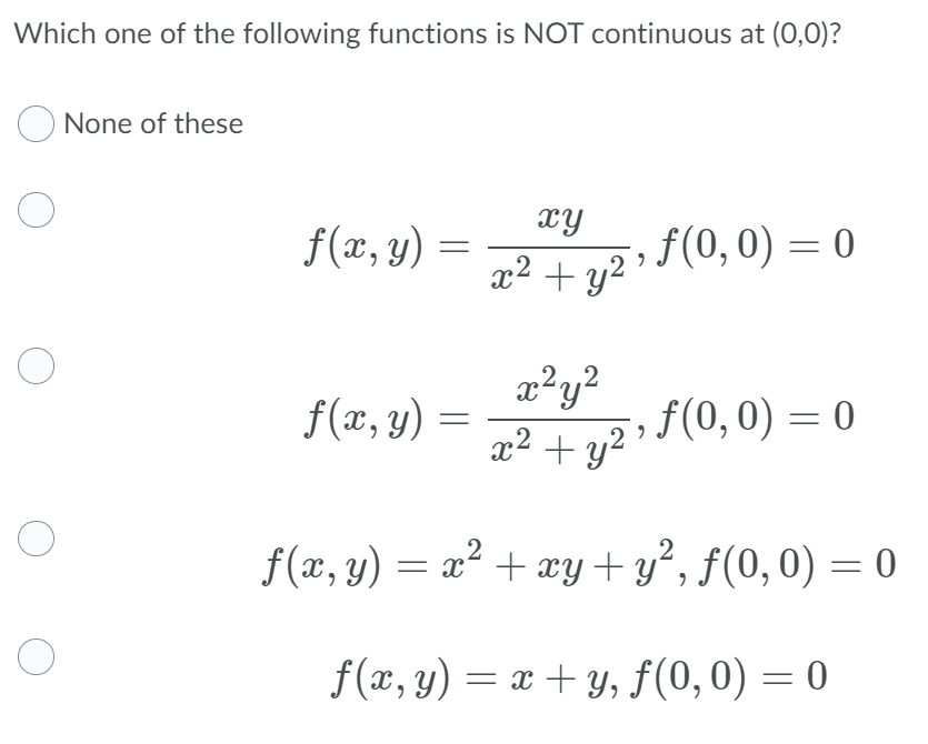 Solved Which one of the following functions is NOT | Chegg.com