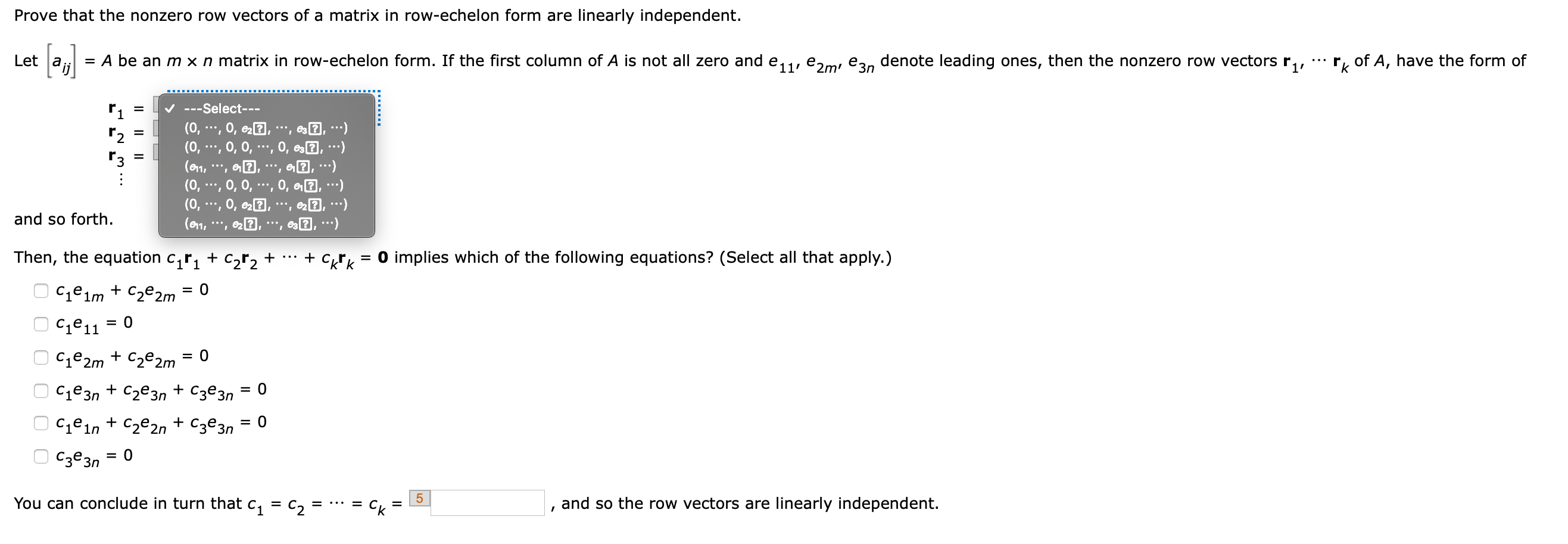 Solved Prove that the nonzero row vectors of a matrix in Chegg