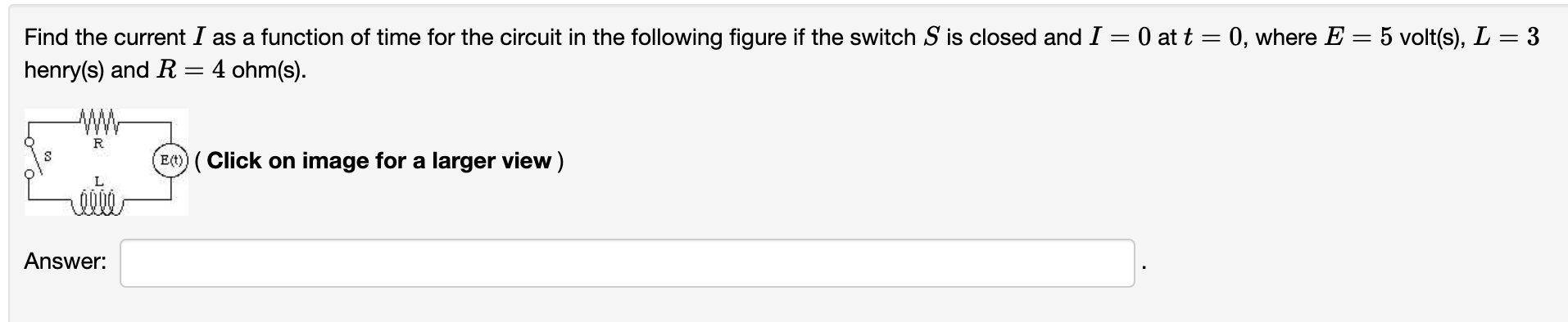 Solved Find the current I as a function of time for the | Chegg.com
