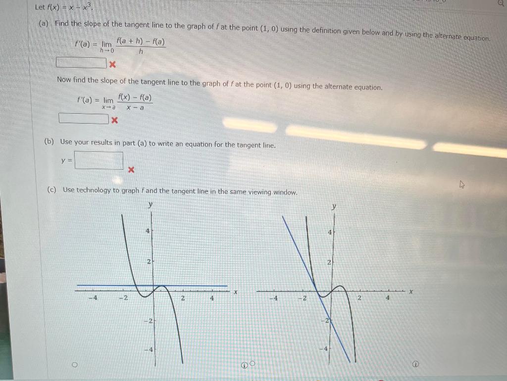 Solved Fxx−x3 Find The Slope Of The Tangent Line To The 4810