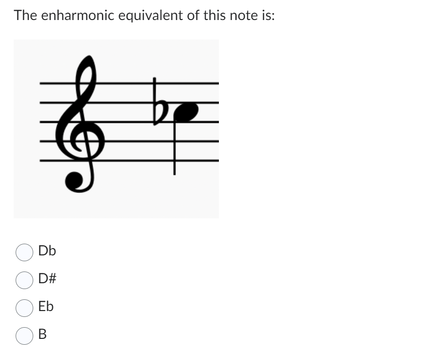 The enharmonic equivalent of this note is Db D\ Eb