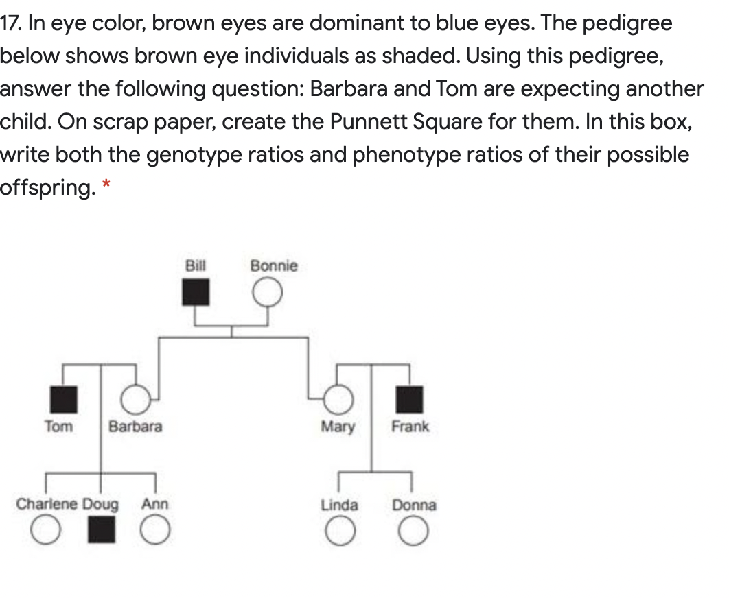 Solved 17. In eye color, brown eyes are dominant to blue