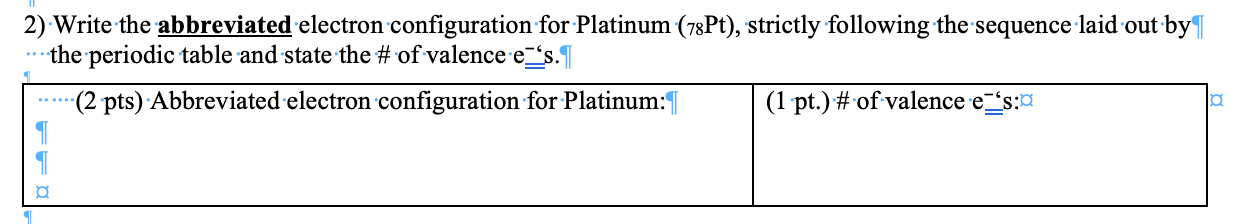 platinum electron configuration