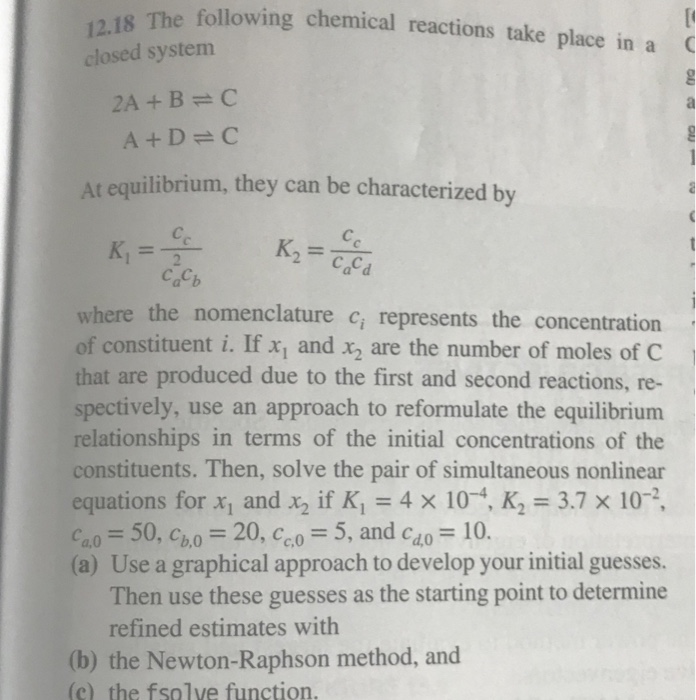 Solved s The following chemical reactions take place in a C | Chegg.com