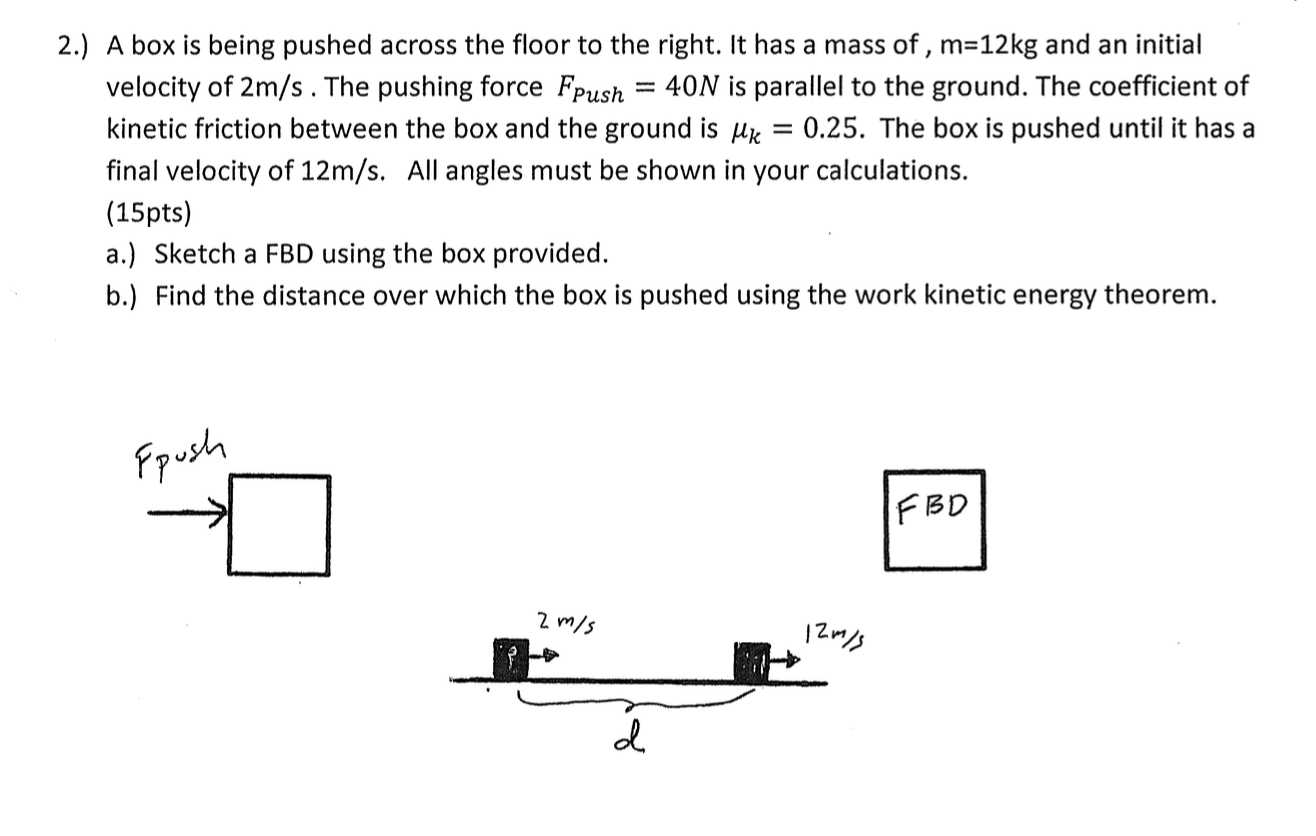 Solved 2.) A Box Is Being Pushed Across The Floor To The | Chegg.com