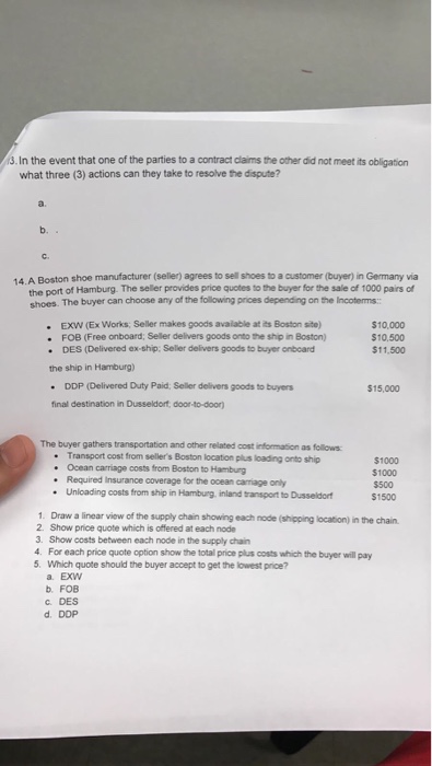 Solved In the event that one of the parties to a contract | Chegg.com