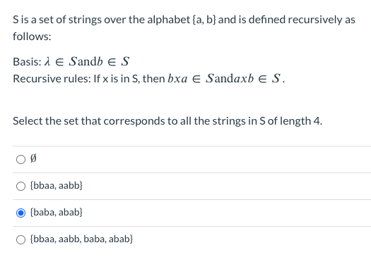 Solved S Is A Set Of Strings Over The Alphabet {a,b} And Is | Chegg.com