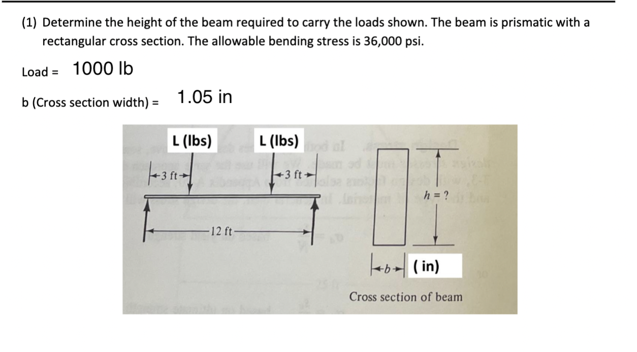 Solved (1) ﻿Determine the height of the beam required to | Chegg.com