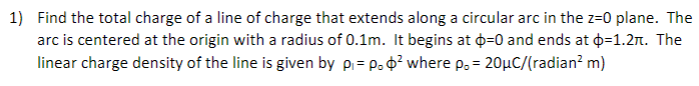 Solved 1) Find the total charge of a line of charge that | Chegg.com