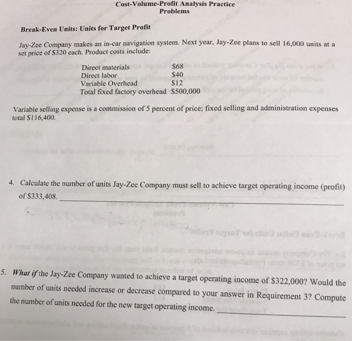 COST VOLUME PROFIT ANALYSIS PRACTICE PROBLEMS visual data 2