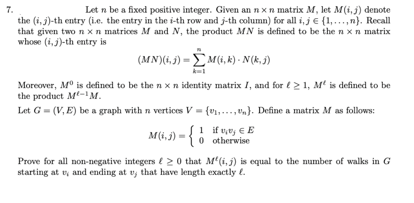 Solved 7. Given AE M. (F), let B the n x n matrix whose (i