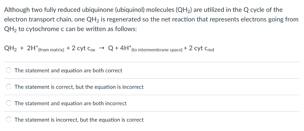 Solved Although two fully reduced ubiquinone (ubiquinol) | Chegg.com