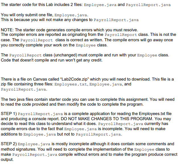 Solved The starter code for this Lab includes 2 files: | Chegg.com