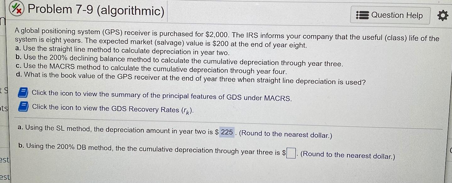 Solved %) Problem 7-9 (algorithmic) 3 Question Help A global | Chegg.com