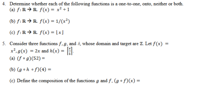 Solved 4 Determine Whether Each Of The Following Functio Chegg Com