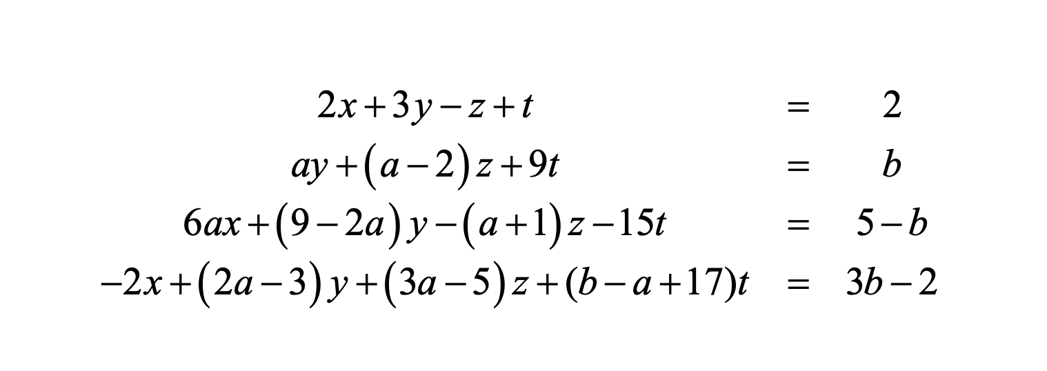 Solved Solve The System Of Equations In Terms Of A & B | Chegg.com