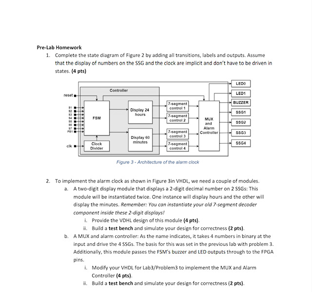 Problem 1: Alarm Clock Controller Goal: In This Lab, | Chegg.com