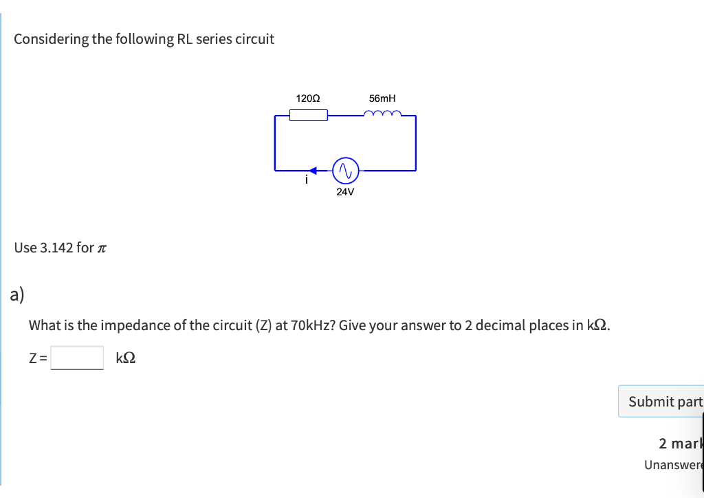 Solved a) What is the impedance of the circuit (Z) at | Chegg.com