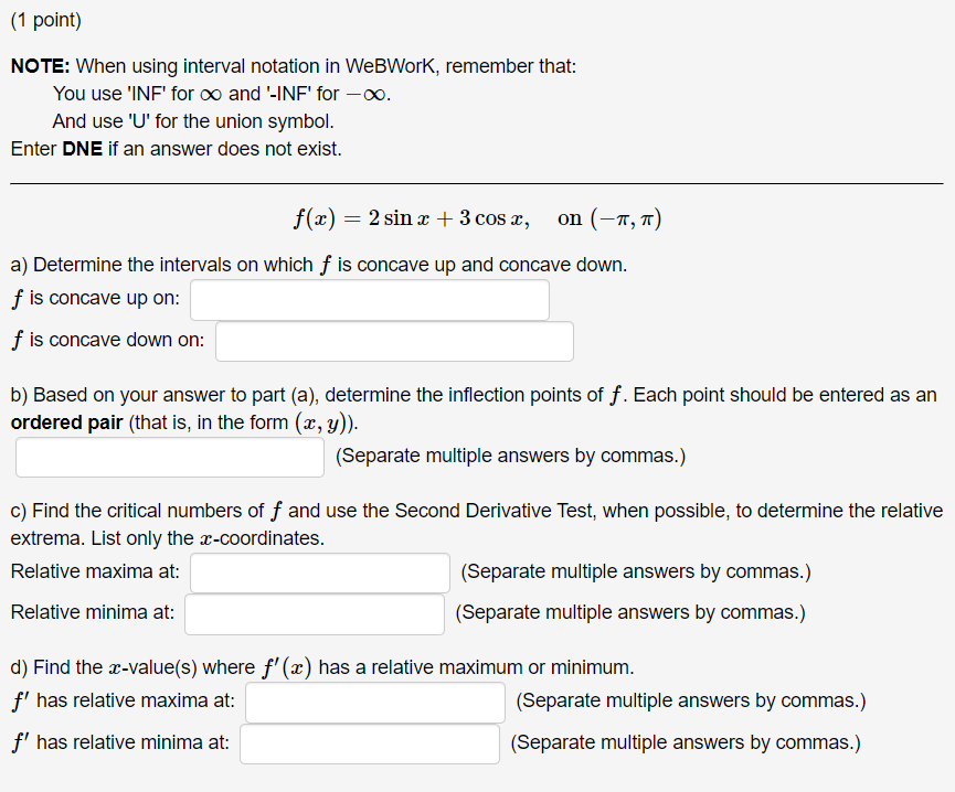 Solved 1 Point Note When Using Interval Notation In We Chegg Com