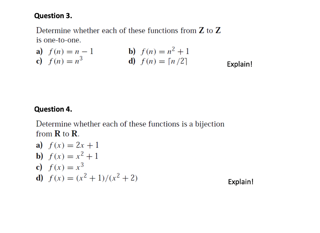 Solved Question 3 Determine Whether Each Of These Functi Chegg Com