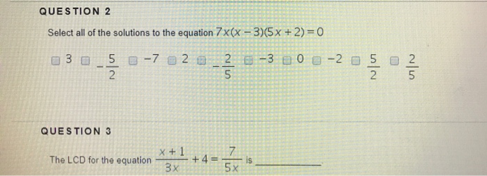 Solved Select all of the solutions to the equation 7x(x - | Chegg.com