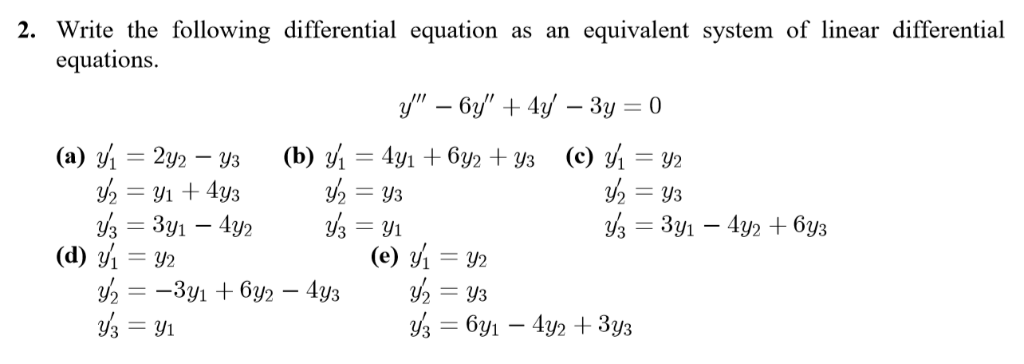 system of linear differential equations