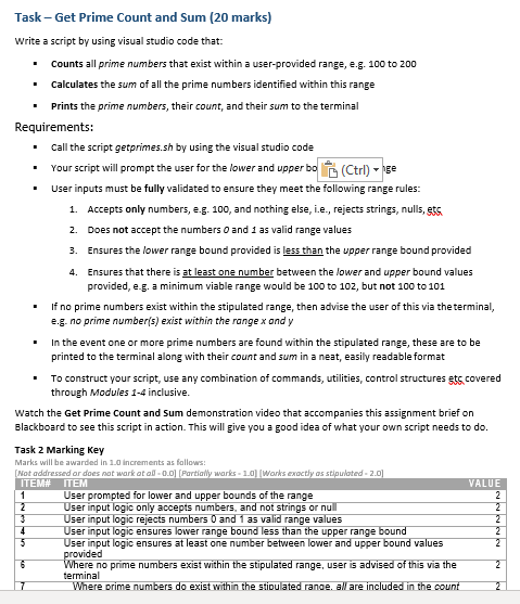 Solved 3. Task-Get Prime Count and Sum (20 marks) Write a | Chegg.com