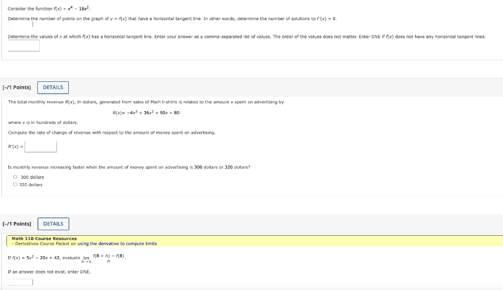 Solved Consider the function f(x) - ** - 18x2. Determine the | Chegg.com