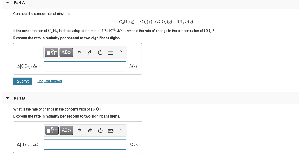 Solved Part A Consider The Combustion Of Ethylene: C2h4(g) + 