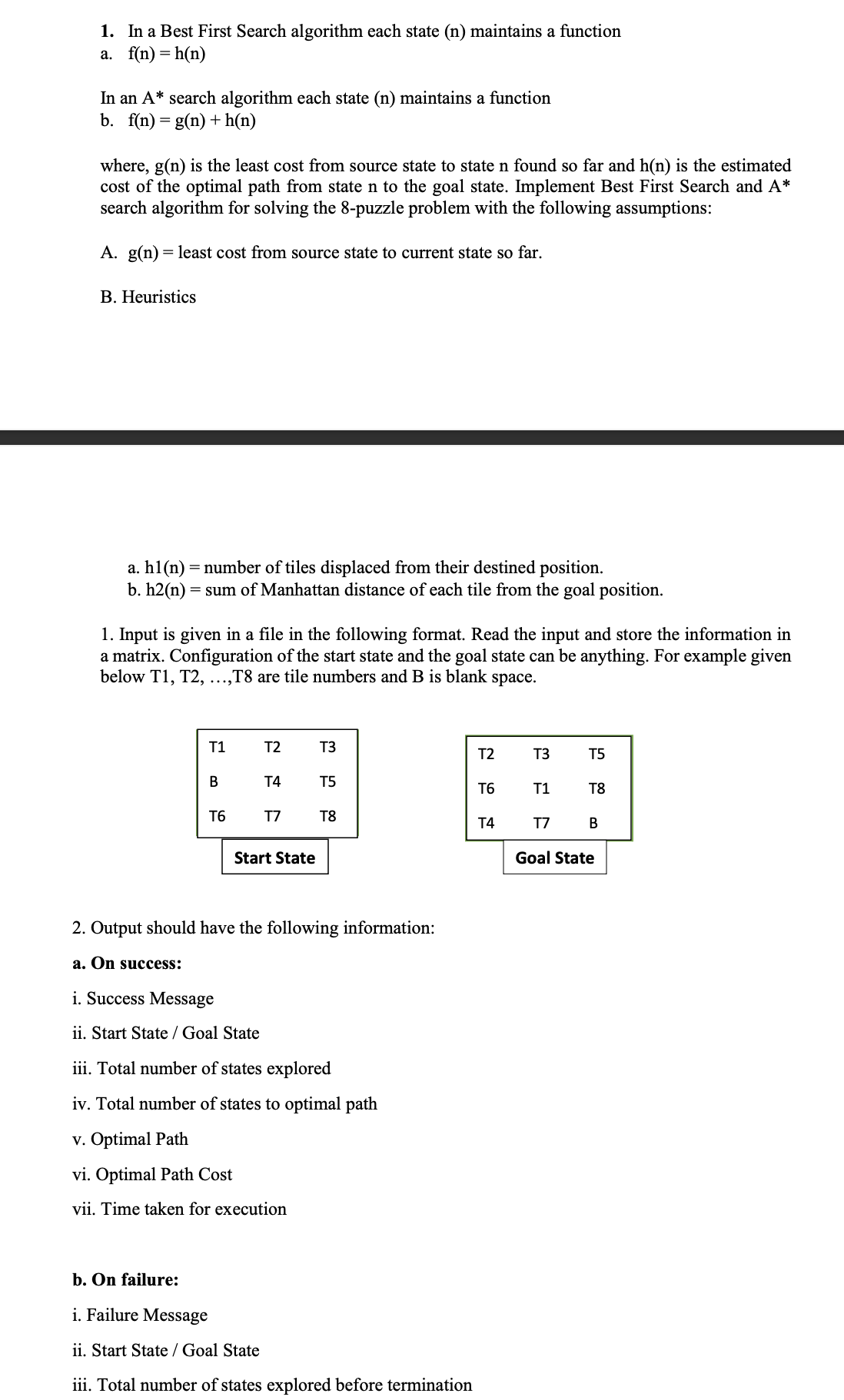 Solved 1. In a Best First Search algorithm each state (n) | Chegg.com